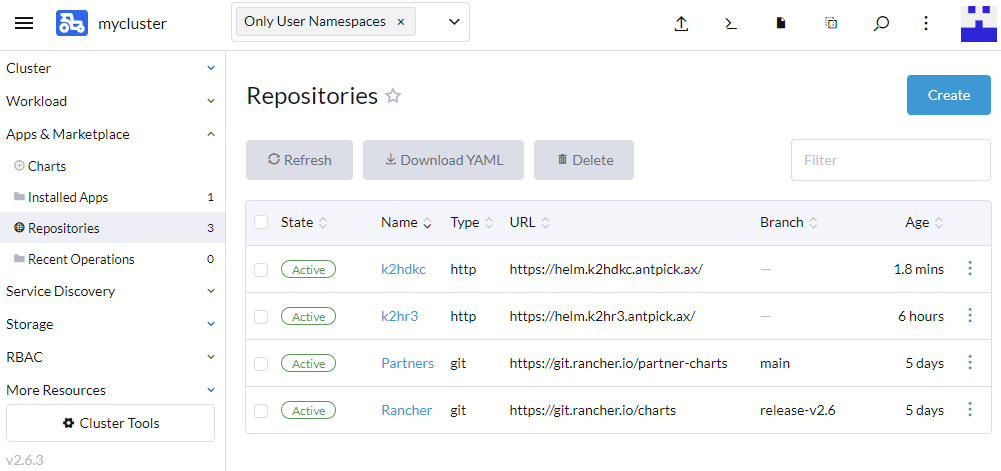 RANCHER - Repositories added